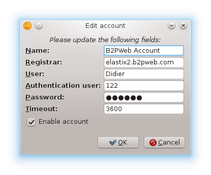 Ekiga Account Configuration