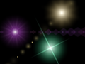 LEFT: Diamond a purple lens flare with diamond-shaped spots TOP-RIGHT: SoftGlow a warm lens flare with a soft glow and spots LOWER-RIGHT: Undersea a green lens effect with many rays and a cross shaped streak