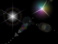 LEFT: Rainbow the default lens effect with a rainbow ring TOP-RIGHT: Rainbow2 a lens flare with a rainbow coloured glow, and triangular spots