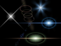 LEFT: "Spotlight" - a large white cross, as produced by many types of spotlights. You could also use it with a small effect_scale as a simple sparkle. TOP-RIGHT: Spotlight2 a blue lens effect with thick rays and many small spots RIGHT: Headlight a blue ring with a horizontal streak LOWER-RIGHT: Headlight2 a greenish ring with an orange-coloured horizontal streak and ring-shaped spots. Can also be used in space scenes